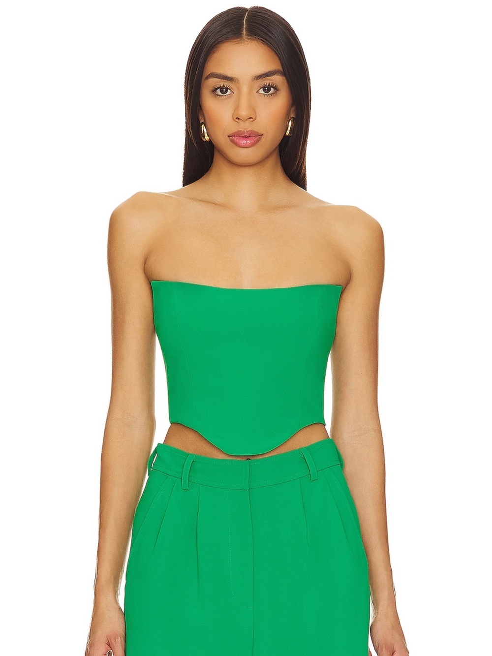 Amanda Uprichard Strapless Emerald Green Cropped Tube Top